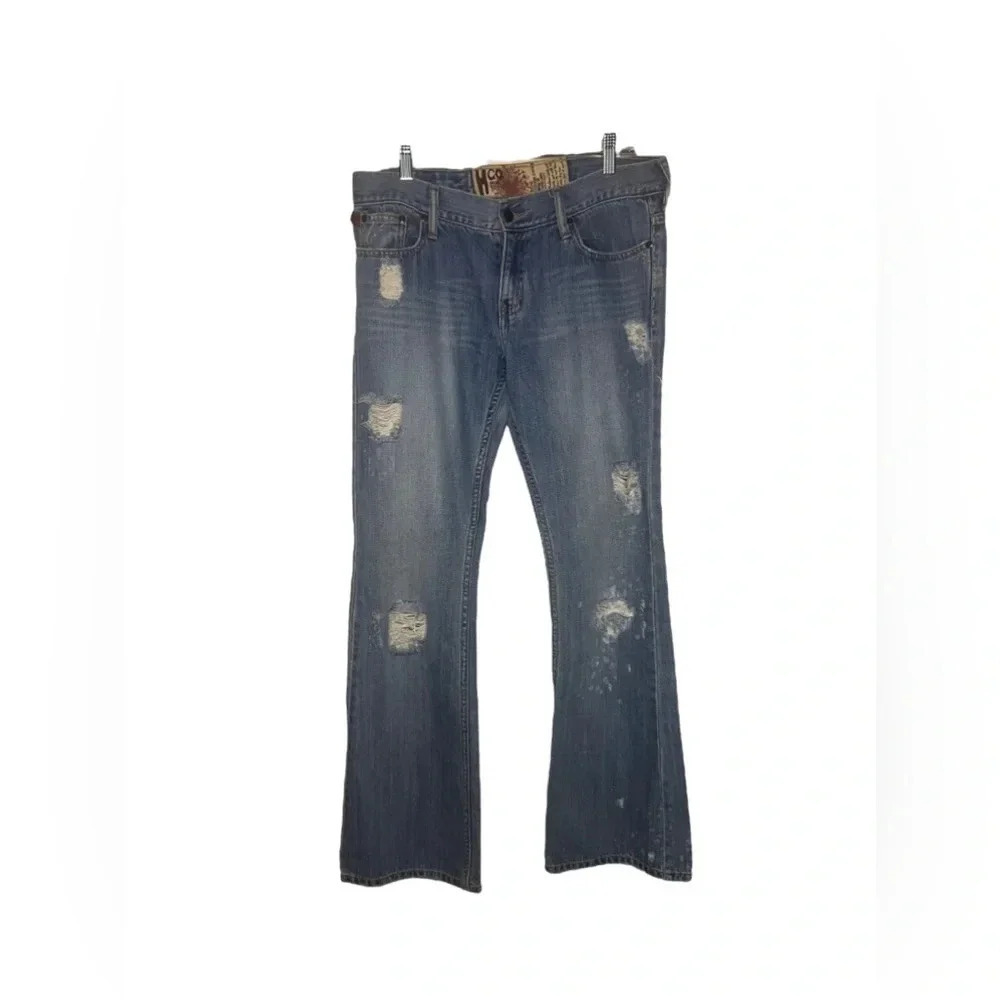 Hollister Low-Rise Y2K Denim Distressed Flare 9